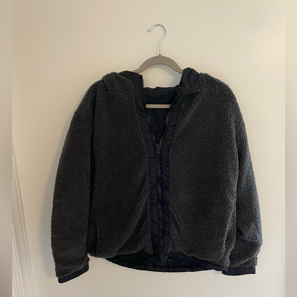 Fabletics Cher Polar Reversible Black Fleece Jacket